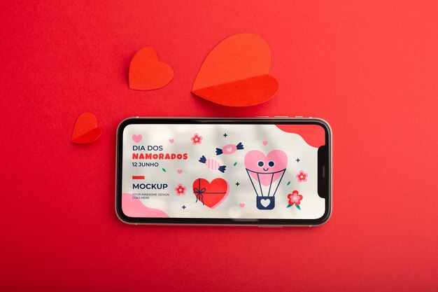 Dia dos namorados phone mockup design