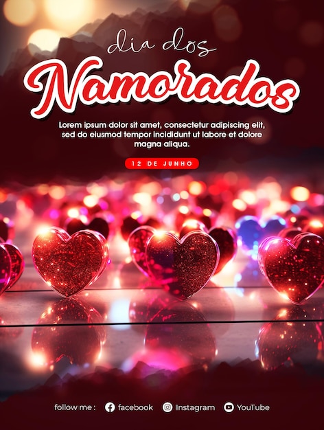 Dia dos Namorados poster template with love background