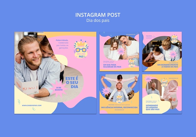 Dia dos pais celebration instagram posts collection