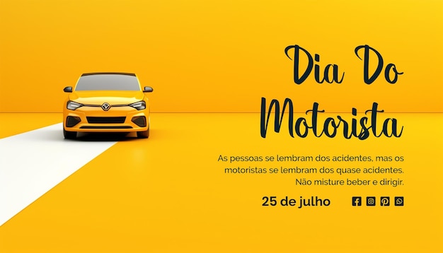 PSD dia do motorista concept a car with different style backgrounds on light yellow texture background