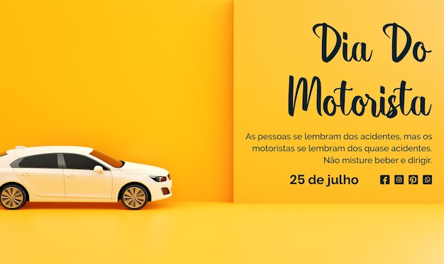 PSD dia do motorista concept a car with different style backgrounds on light yellow texture background