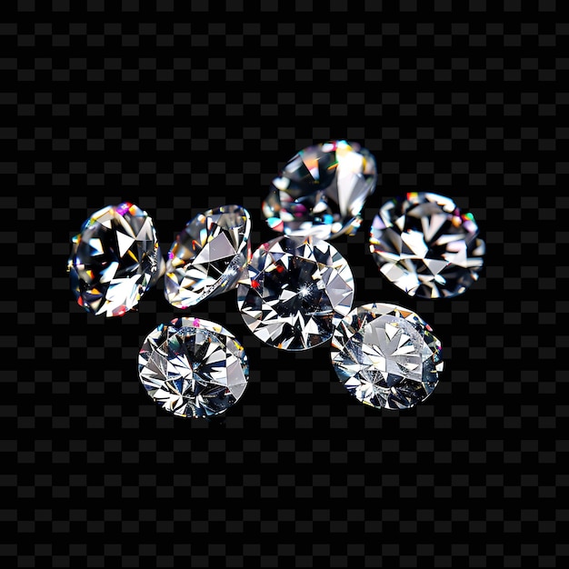 PSD diamond crystals with 5 diamonds diamond with round brillian png isolated crystal collection