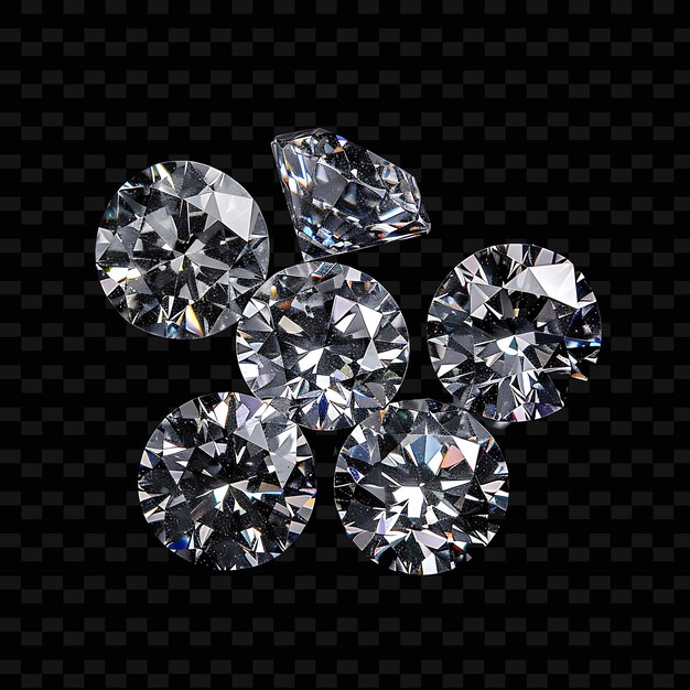 PSD diamond crystals with 5 diamonds diamond with round brillian png isolated crystal collection