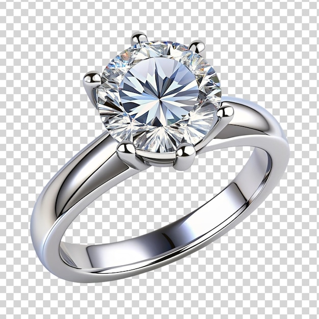 Diamond engagement ring isolated on transparent background