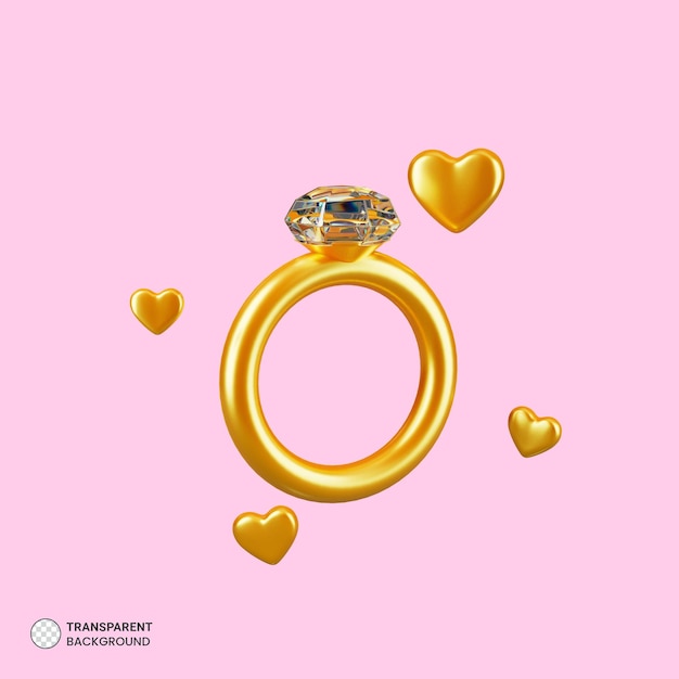 Diamond ring isolated 3d icon