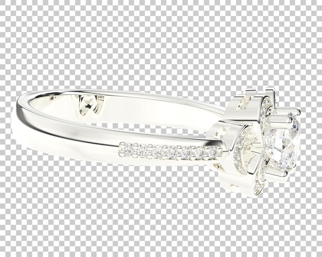 Diamond ring on transparent background 3d rendering illustration