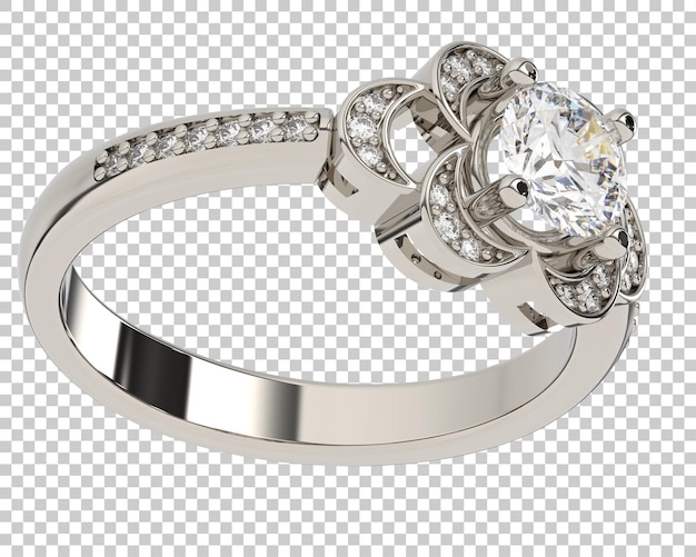 Diamond ring on transparent background 3d rendering illustration