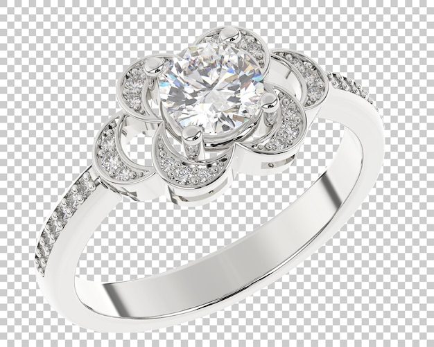 Diamond ring on transparent background 3d rendering illustration