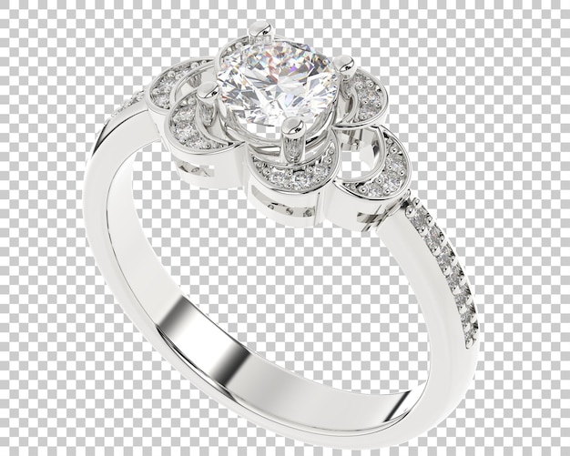 Diamond ring on transparent background 3d rendering illustration