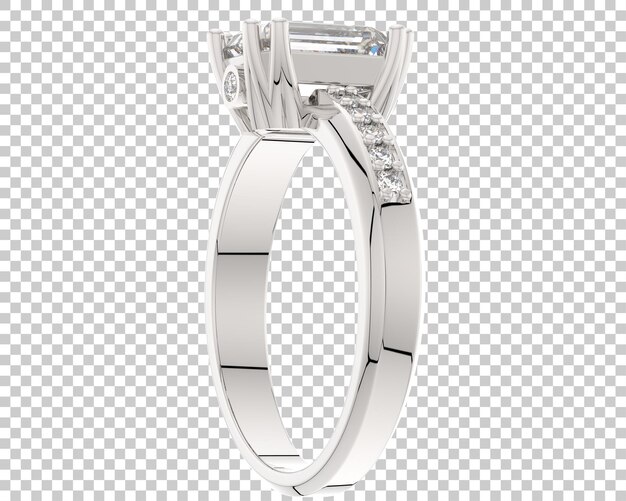 Diamond ring on transparent background 3d rendering illustration