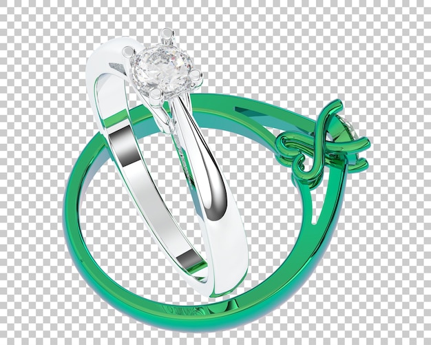 Diamond ring on transparent background 3d rendering illustration