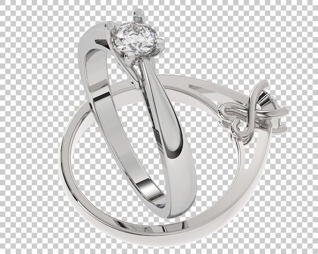 Diamond ring on transparent background 3d rendering illustration