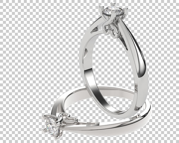 Diamond ring on transparent background 3d rendering illustration