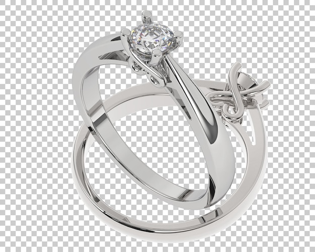 Diamond ring on transparent background 3d rendering illustration