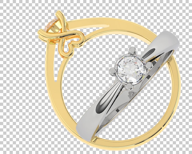 Diamond ring on transparent background 3d rendering illustration