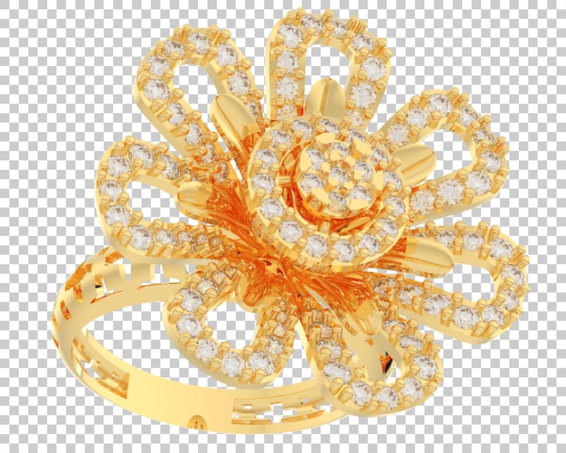 Diamond ring on transparent background 3d rendering illustration