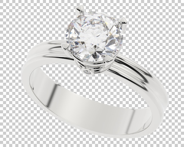 Diamond ring on transparent background 3d rendering illustration