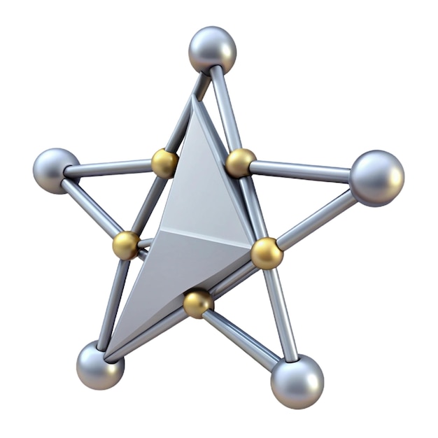 a diamond shaped star with three silver balls