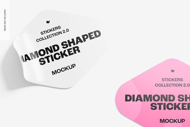 Diamond Shaped Stickers Mockup, Close Up