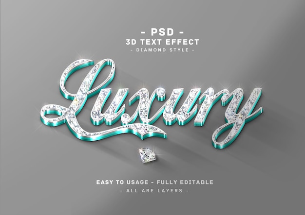 Diamond text effect 3d tosca style