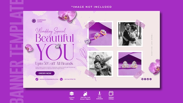 Diamond Wedding Jewelry Banner Print Template