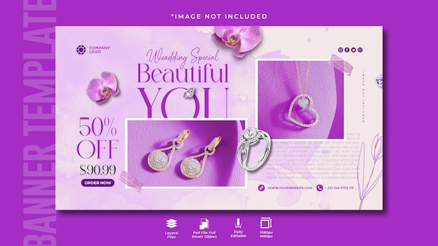 Diamond Wedding Jewelry Banner Print Template