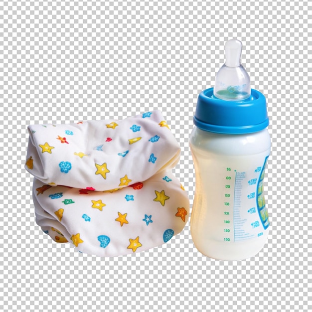 PSD diaper baby bottle with milk