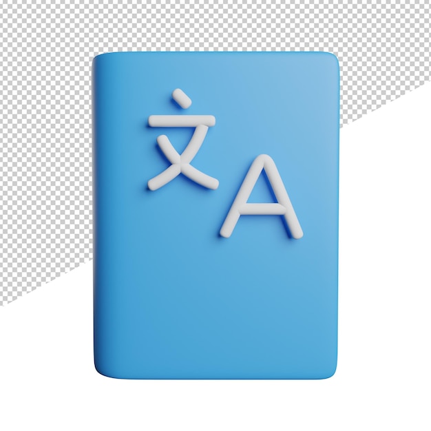 Dictionary Language Translate Bo front view 3d rendering icon illustration on transparent background