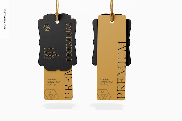 Die Cut Clothing Tags Mockup Front and Back