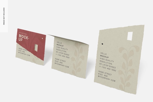 Die Cut Deckled Edge Presentation Cards Mockup, Opened and Closed