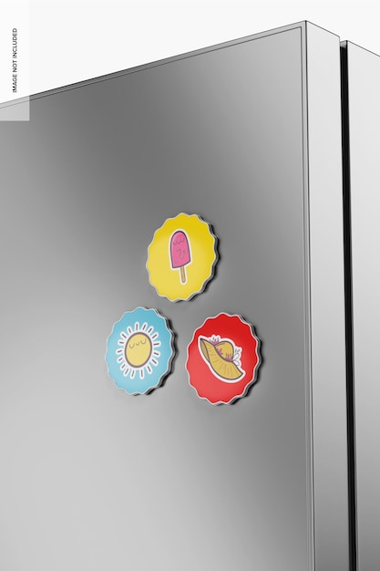 Die Cut Metallic Magnets Mockup, Right View