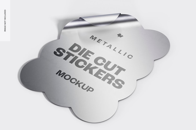 Die Cut Metallic Sticker Mockup, Perspective