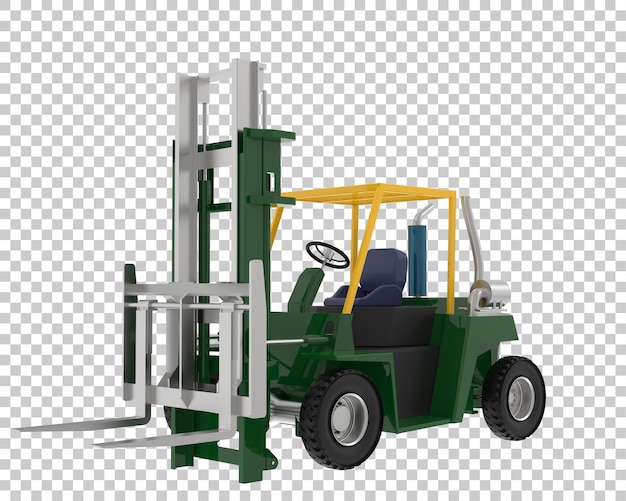 PSD diesel forklift on transparent background 3d rendering illustration