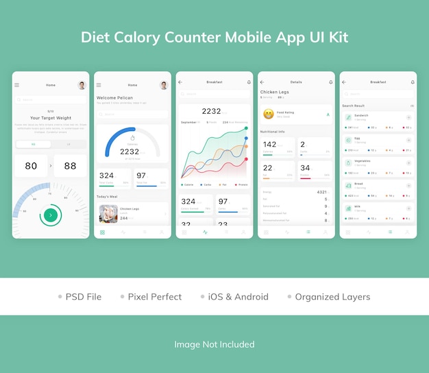 Diet Calory Counter Mobile App UI Kit