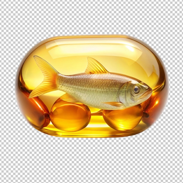 PSD dietary supplement fish oil capsule on transparent background