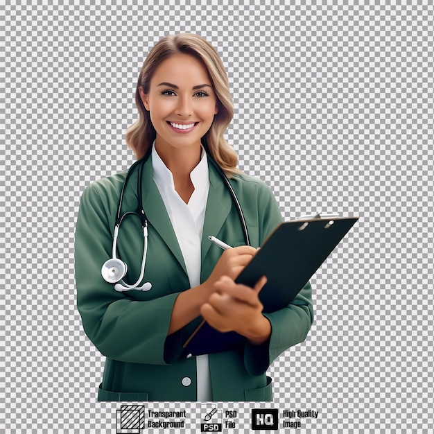 PSD dietitian in professional attire holding a clipboard standing and facing forward