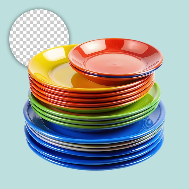 PSD different ceramic empty plates on transparent background