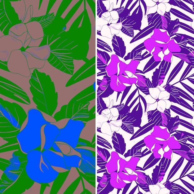 PSD different colors of flowers and leaves in different colors including purple blue purple and green