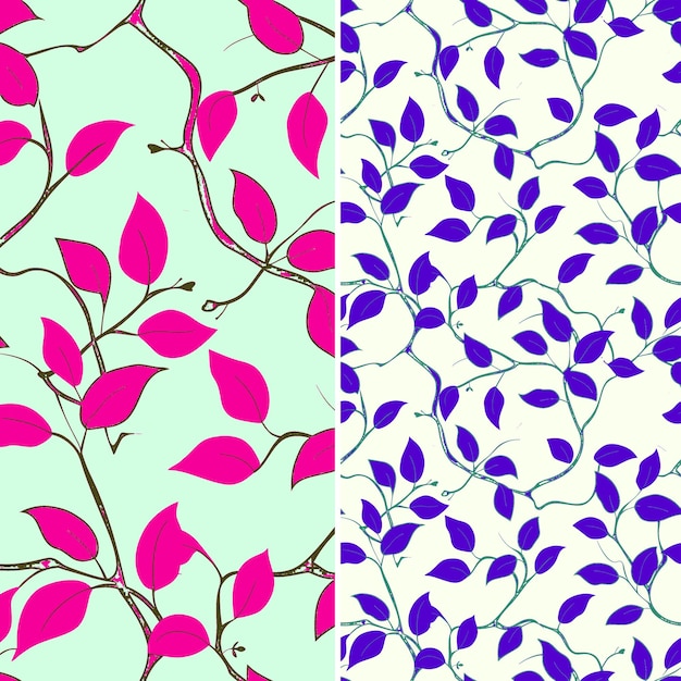 different colors of purple and pink with a green background