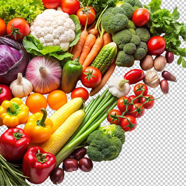 PSD different fresh and healthy vegetables on transparent background