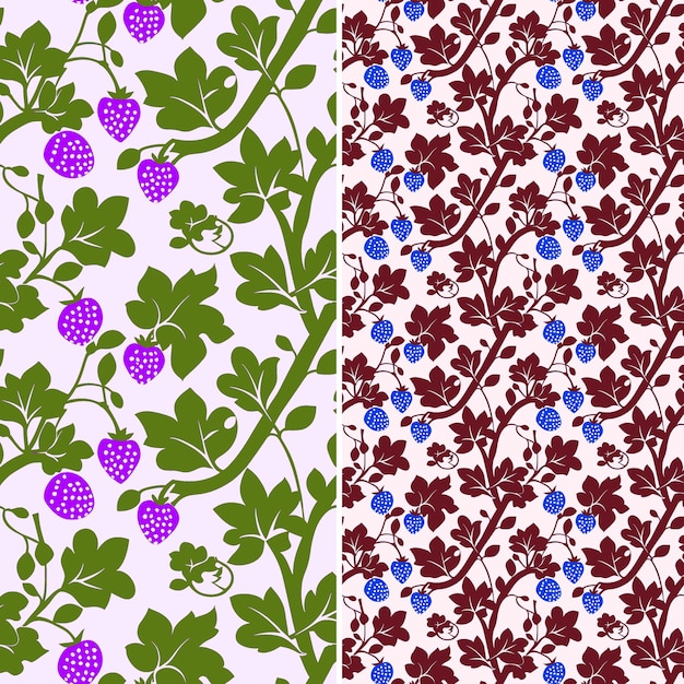 PSD different patterns of different flowers and berries in different colors