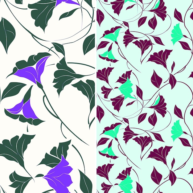 different shades of purple and green with a green leaf