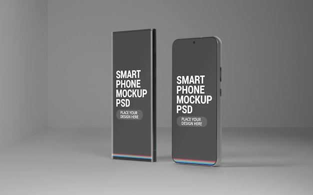 PSD different size smartphone galaxy s22 and s22 ultra mockup isolated