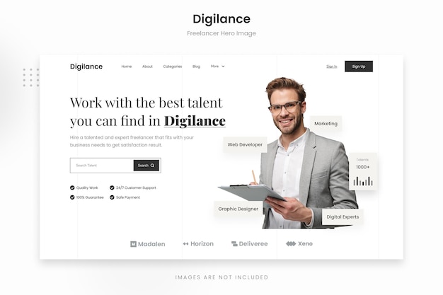 PSD digilance modern professional freelancer hero image