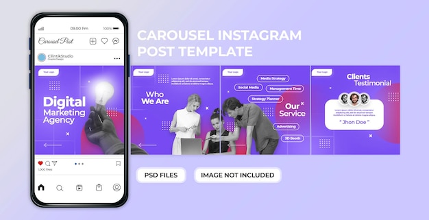 Digital agency social media carousel post template Premium Psd