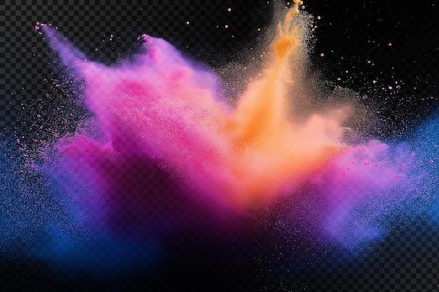 PSD a digital art of purple and pink powder and a black background with a place for text