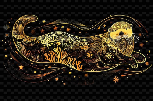 PSD a digital art of a sea lion with a moon and stars