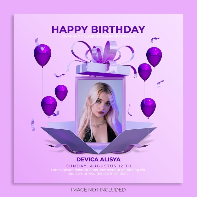 Digital birthday celebration social media post template