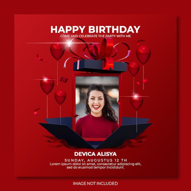 Digital birthday celebration social media post template