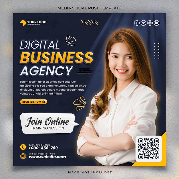 Digital Business Agency Live Online Training Media Social Post Template